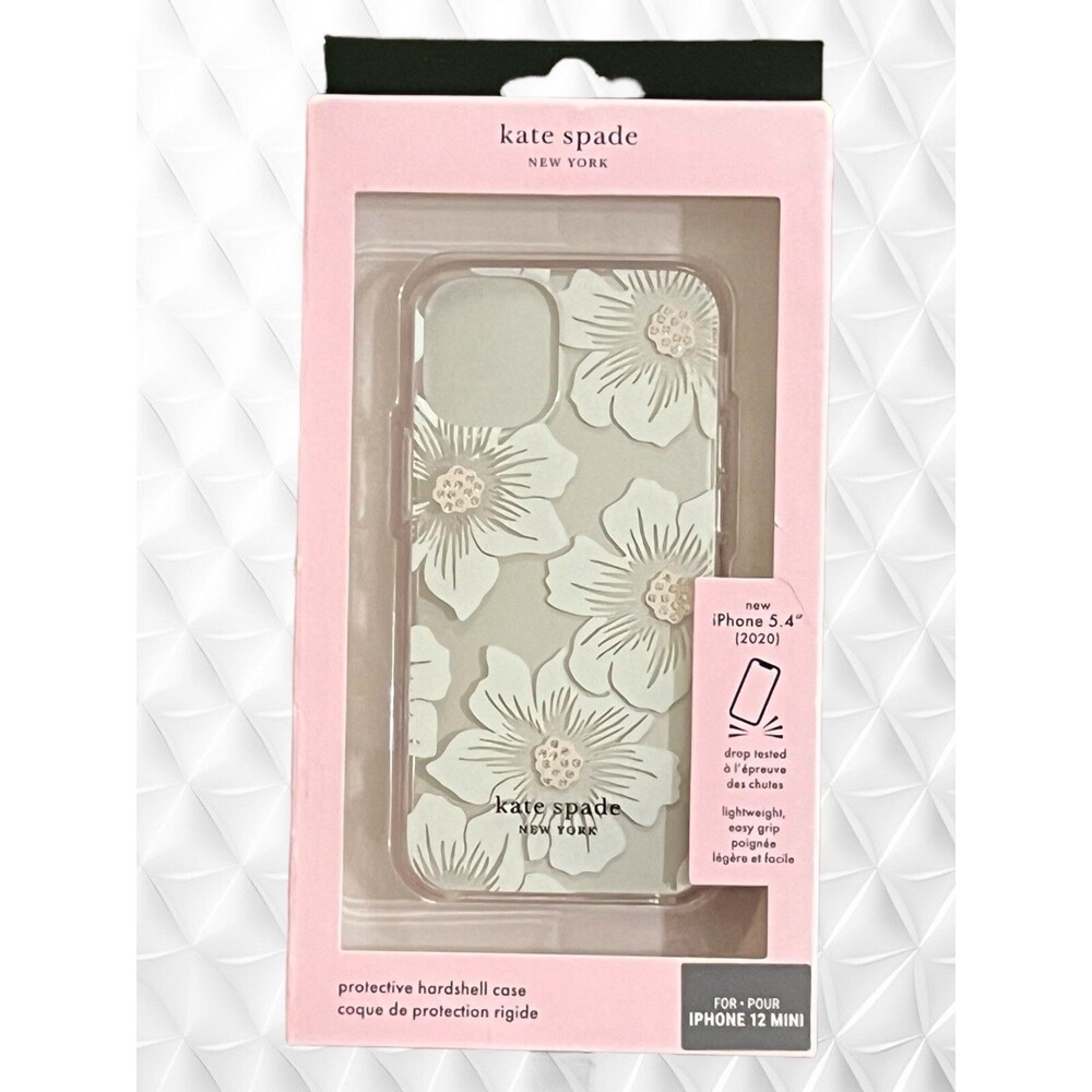 Kate Spade Hardshell Case iPhone 12 Mini 5.4" Hollyhock Flowers & Diamonds